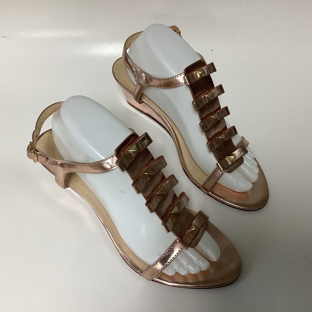 kate spade Rose Gold Metallic Gladiator Wedge Sandals